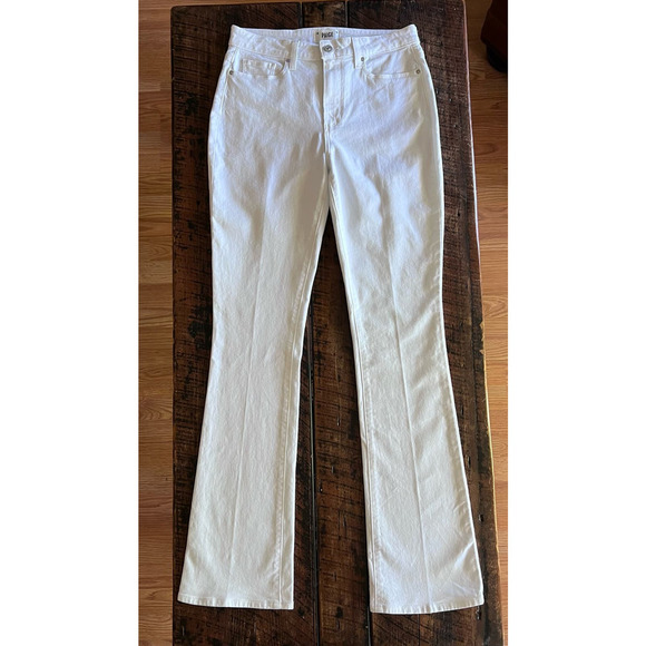 Anthropologie PAIGE Hourglass High Rise Boot Jeans Size 30 in Crisp White - Picture 3 of 15